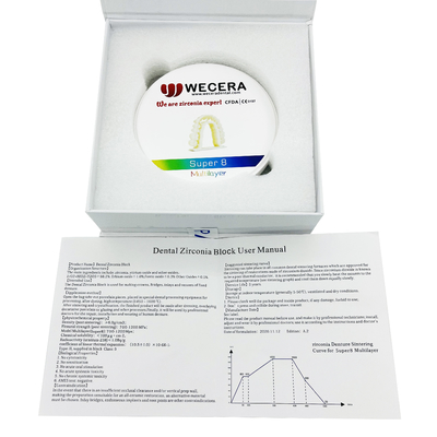 1500 Degree Dental Zirconia Disc Ceramic Blocks 1200Mpa B1 D98*20mm