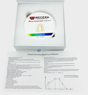 57% Translucency Zirconia Yttria Stabilized Blank 98mm 8 Layers 15 Gradients