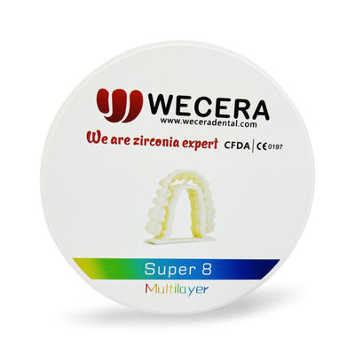 8 Layers Multilayer Zirconia Disc Providing 57 Percent Translucency Suitable for Dental Prosthetic and Restoration Needs