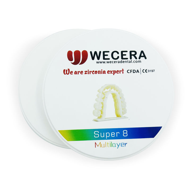 8 Layers Multilayer Zirconia Block Compatible Machines Roland VHF Imes-icore Sintering Density 6.0gcm3 Dental Milling Disc