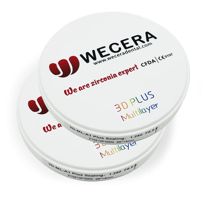 16 couleurs vita et 3 couleurs de blanchiment 3D Multicouche Zirconie Excellente stabilité chimique Laboratoires dentaires Centre de fraisage Matériau